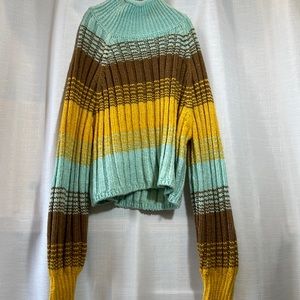 Urban outfitters stripped ribbed turtle neck sweater